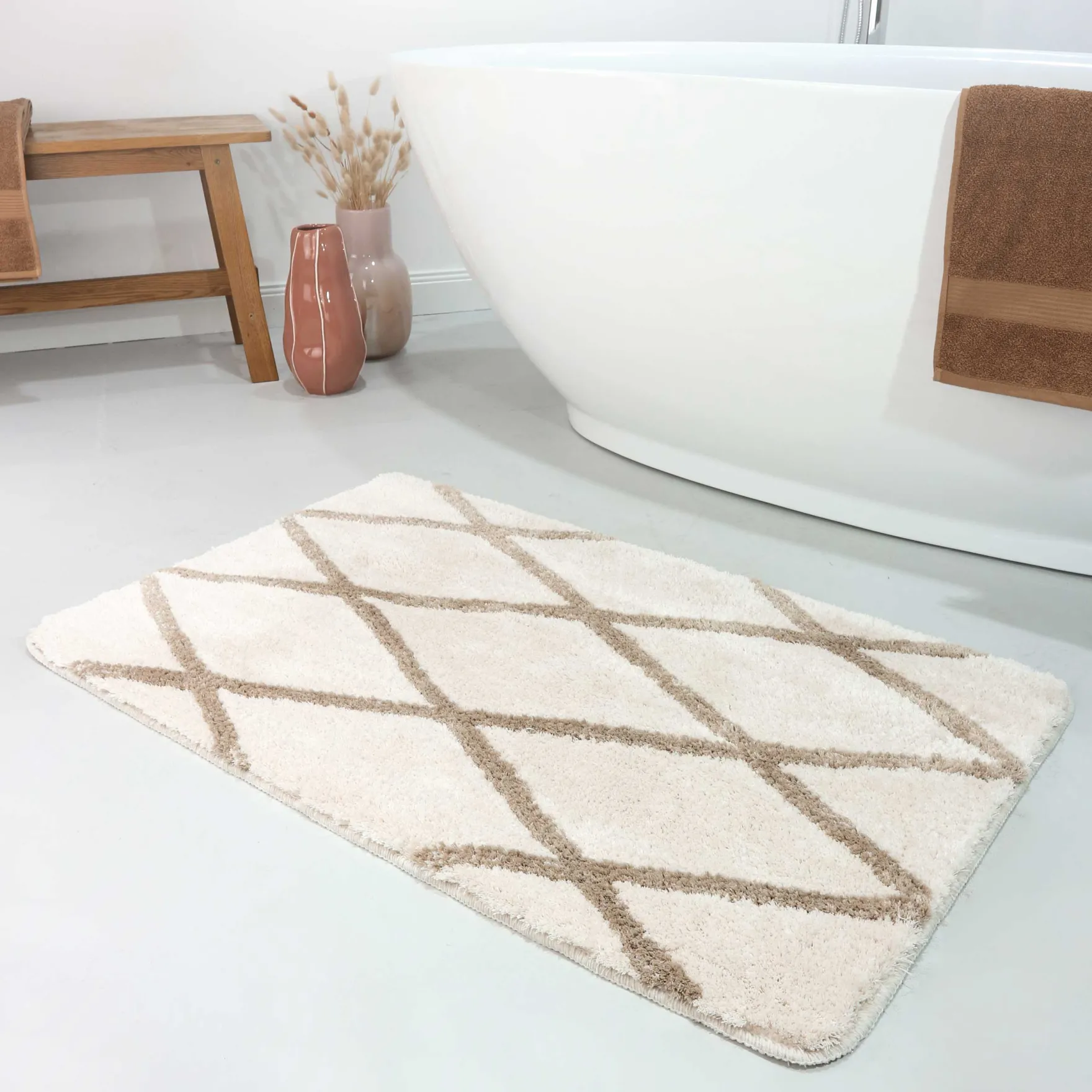 Badteppich Beige Sand "San Bosa" Homie Living