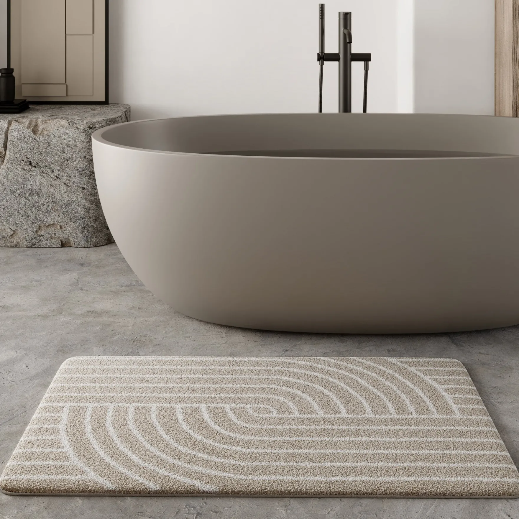 Badteppich Beige Weiß "Hilda" WECONhome Basics