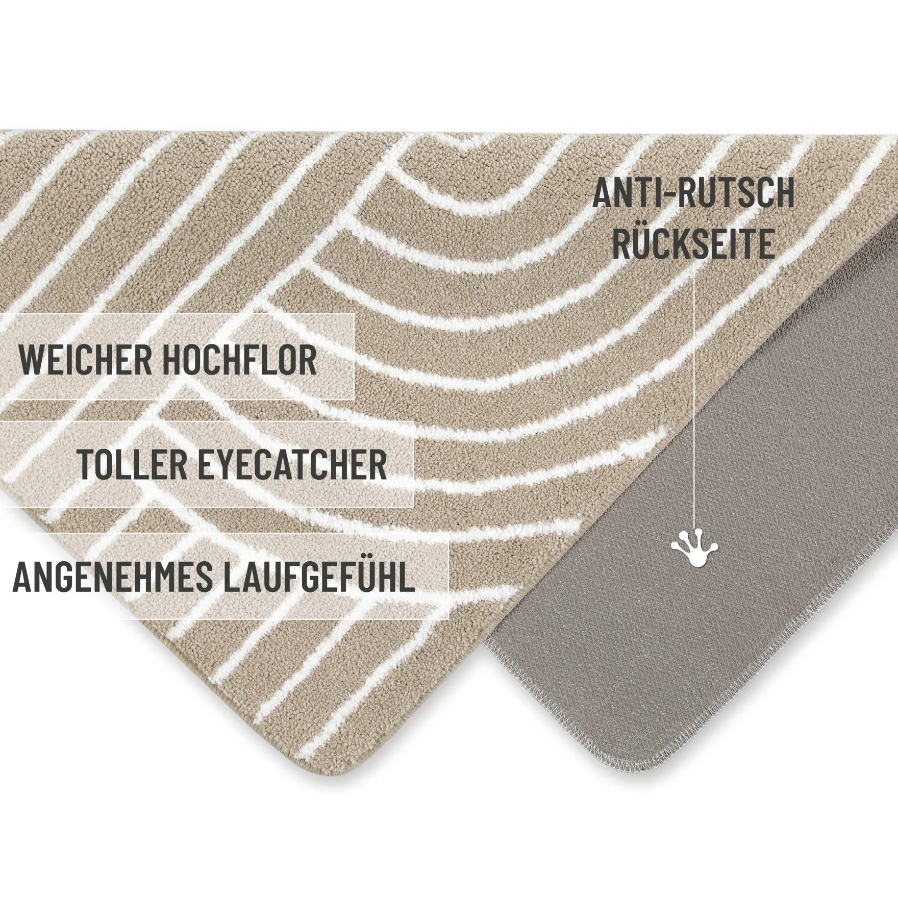Badteppich Beige Weiß "Hilda" WECONhome Basics