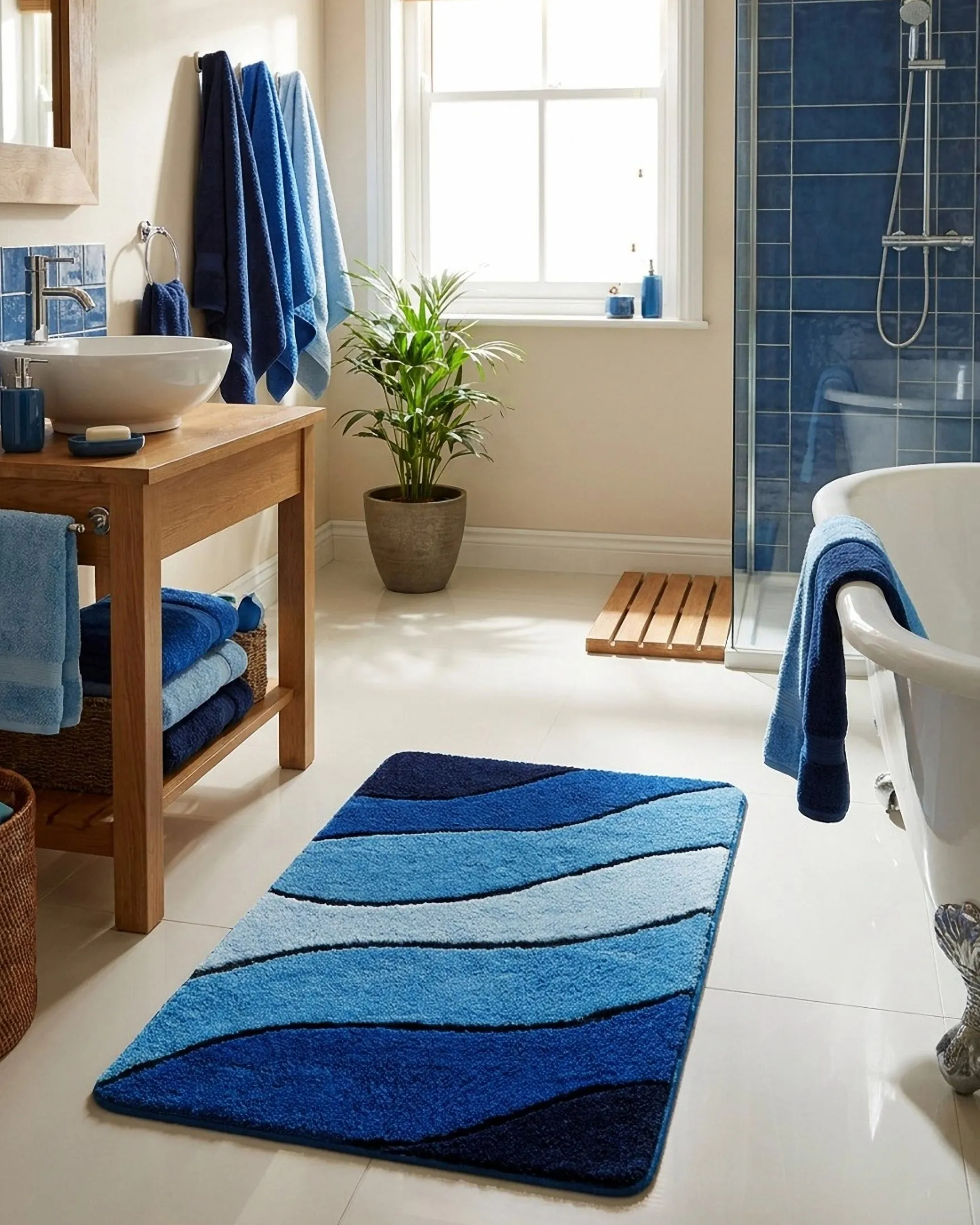 Badteppich Blau Multi "Monte Cavo" Homie Living