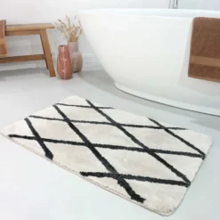 Badteppich Creme Schwarz