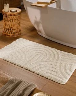 Badteppich Creme Weiß 