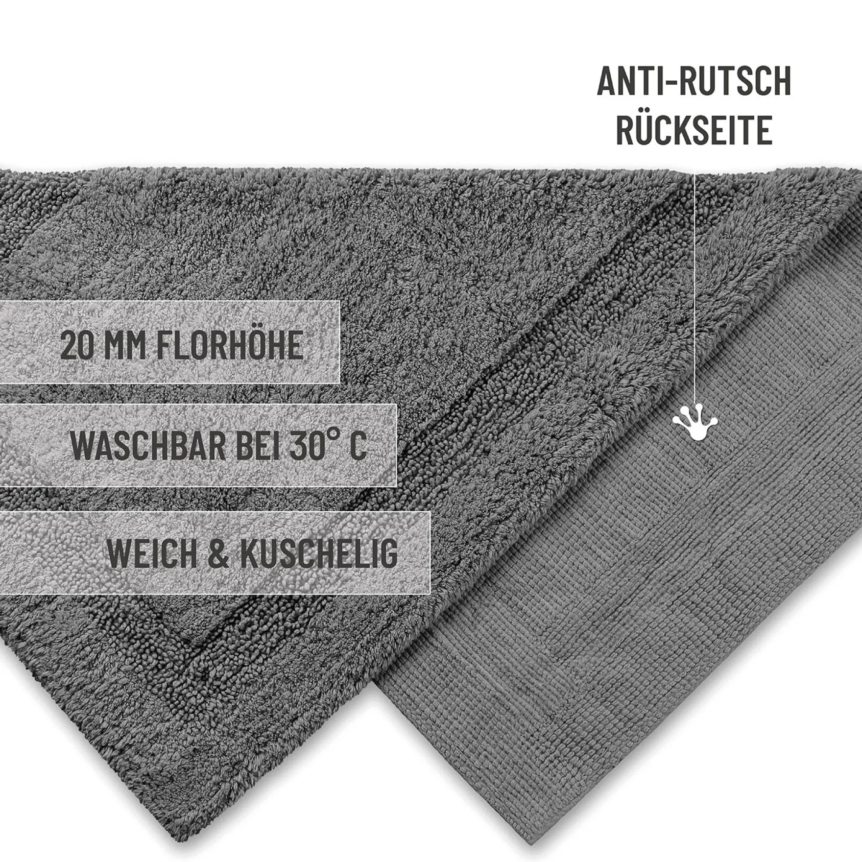 Badteppich Granit Grau "Knut" WECONhome Basics