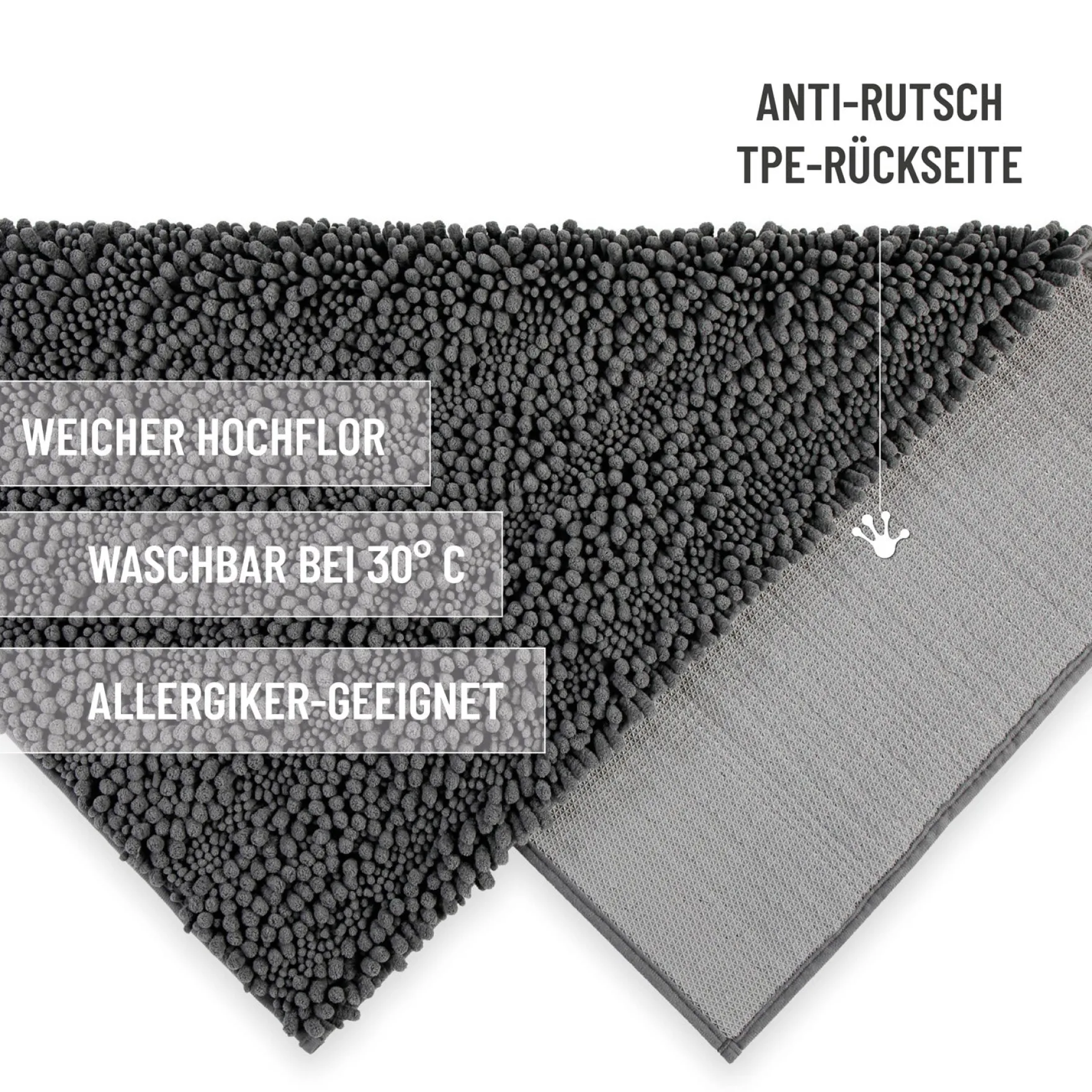 Badteppich Grau "Benno" WECONhome Basics