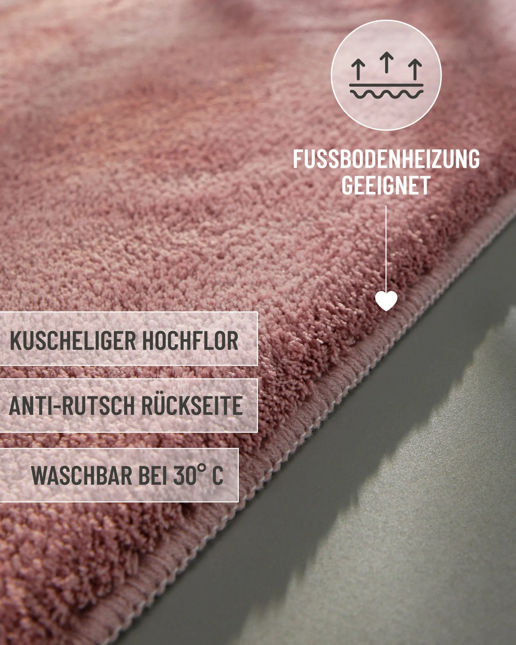 Badteppich Puder Rosa "Joris" WECONhome Basics