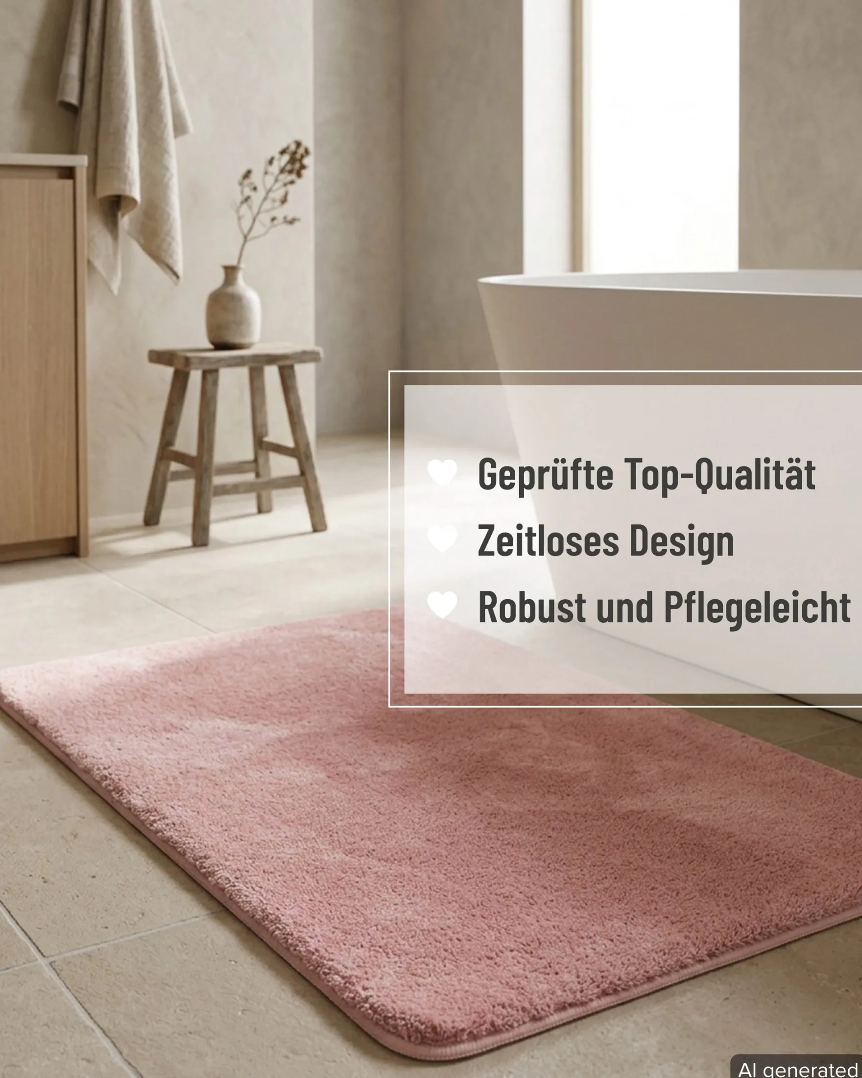 Badteppich Puder Rosa "Joris" WECONhome Basics