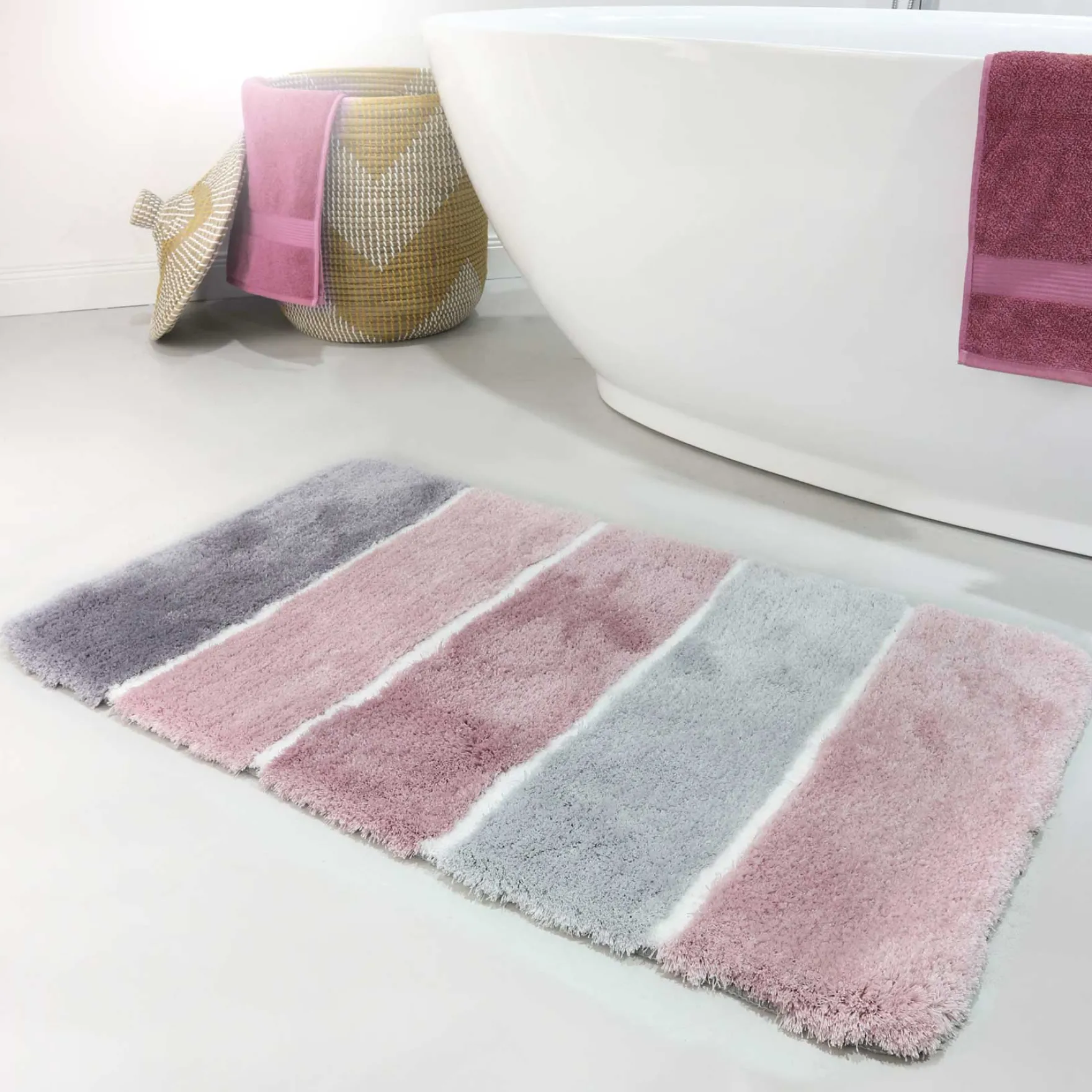 Badteppich Rosa Grau Silber "Rio Marina" Homie Living