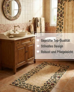 Badteppich Sand Gelb mit Vintage Animal Print