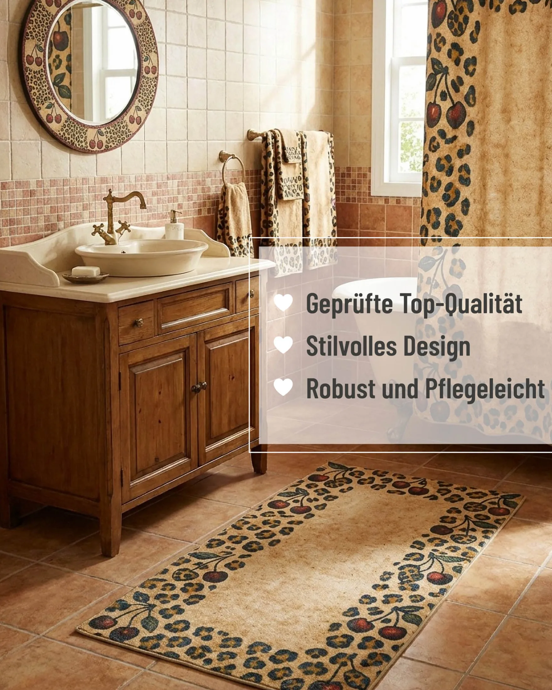 Badteppich Sand Gelb mit Vintage Animal Print "Catwalk" WECONhome