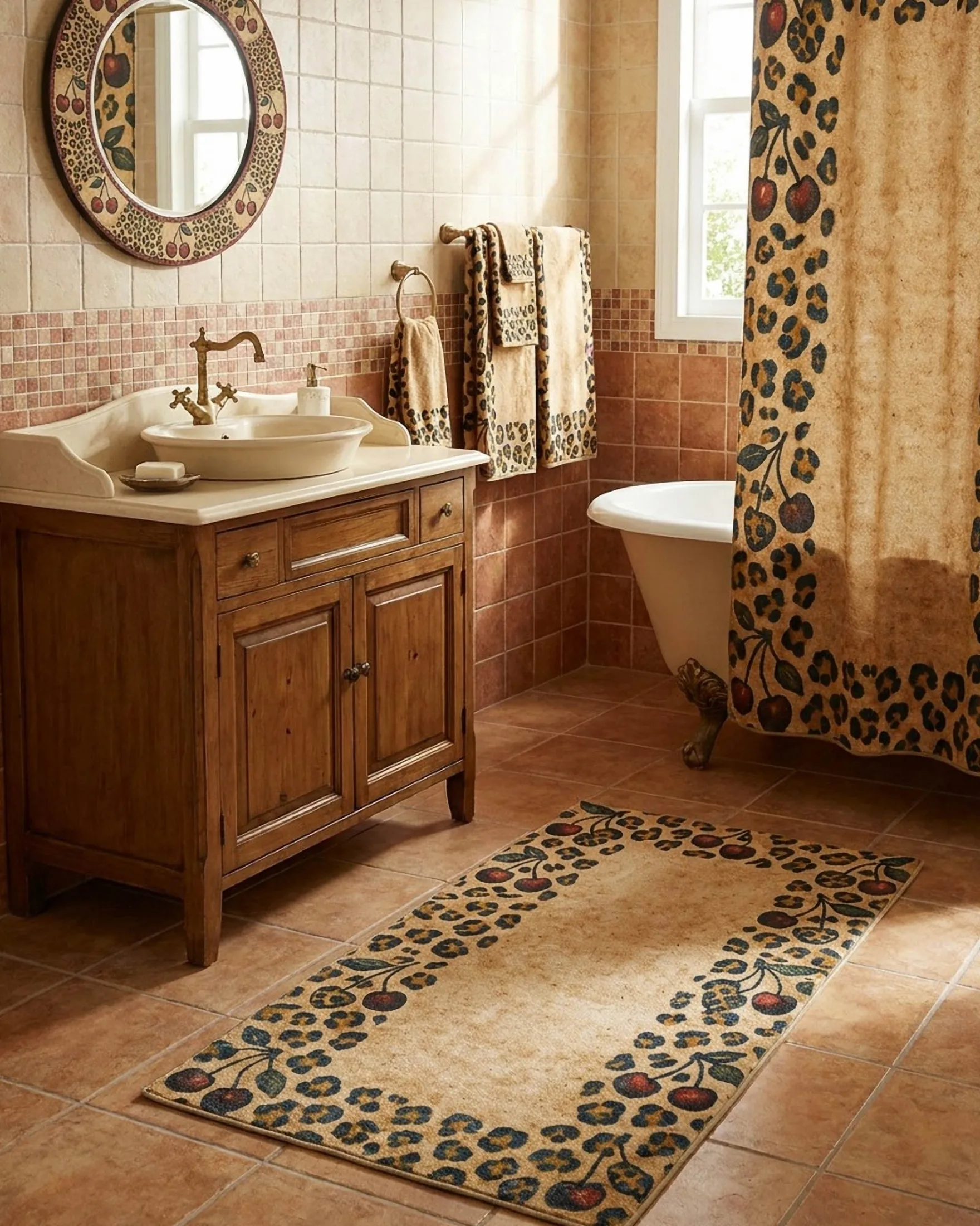 Badteppich Sand Gelb mit Vintage Animal Print "Catwalk" WECONhome