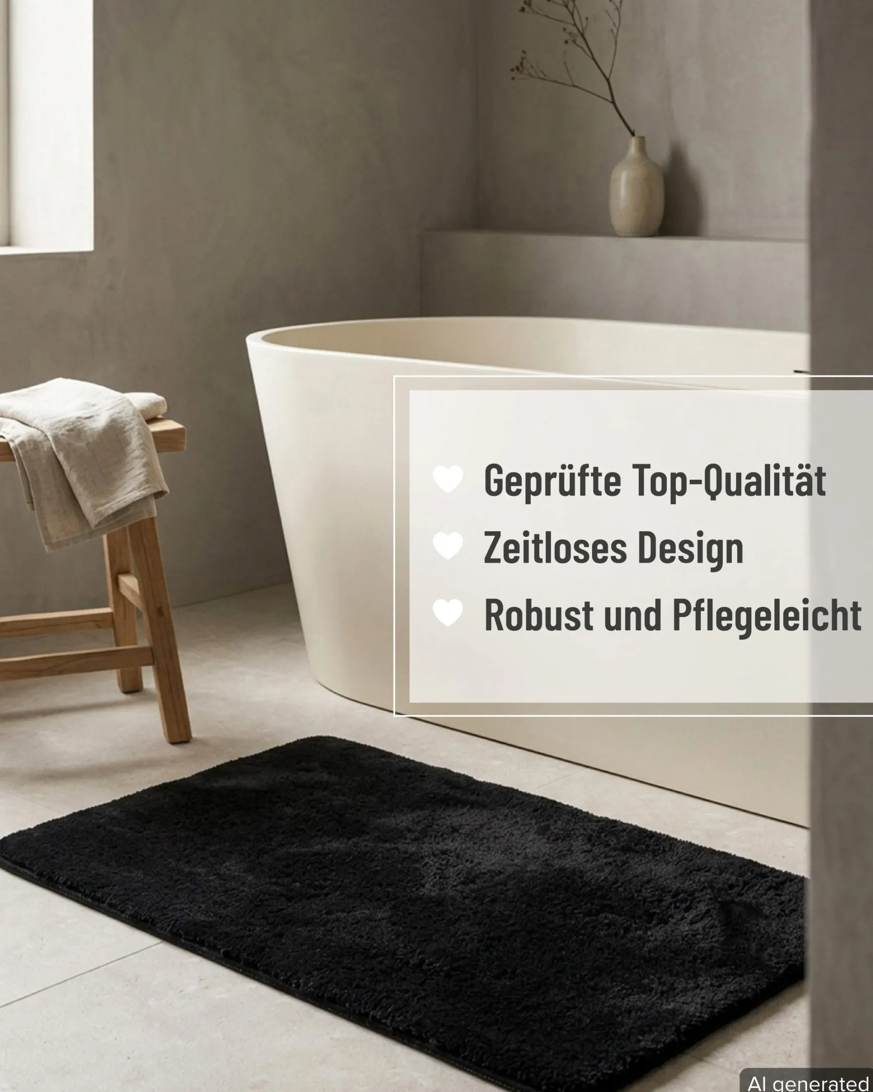 Badteppich Schwarz "Joris" WECONhome Basics