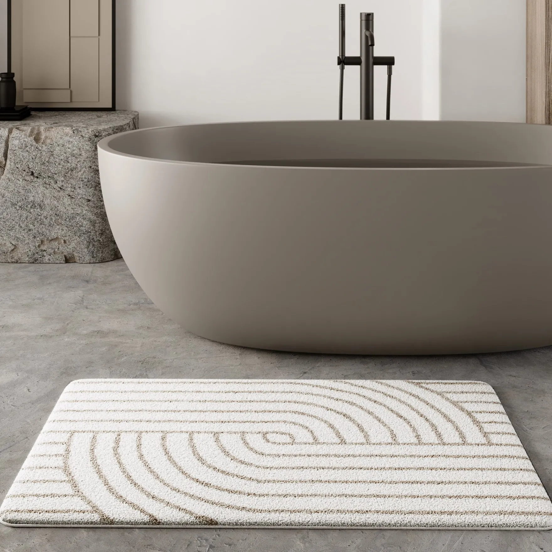 Badteppich Weiß Beige "Hilda" WECONhome Basics