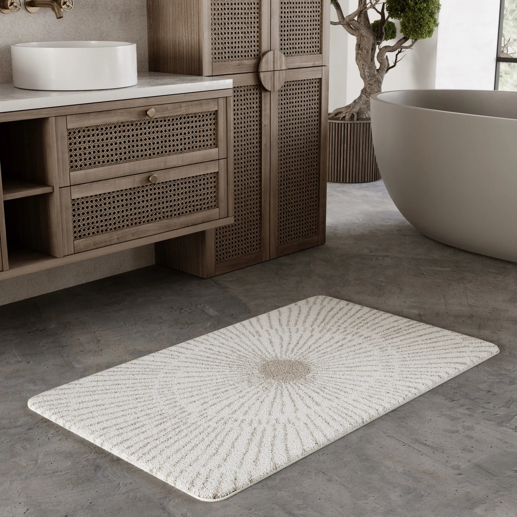 Badteppich Weiß Beige "Jasbeer" WECONhome Basics