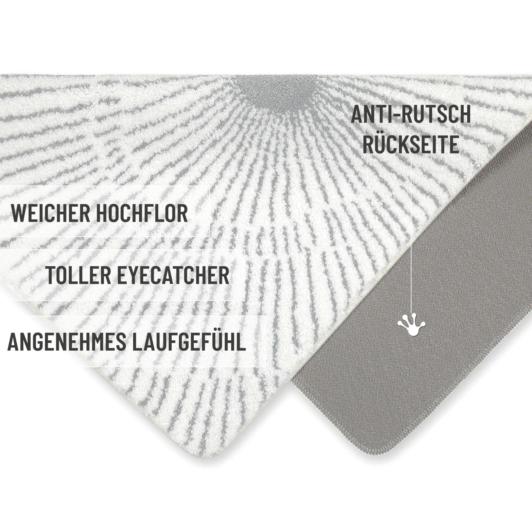Badteppich Weiß Grau "Jasbeer" WECONhome Basics