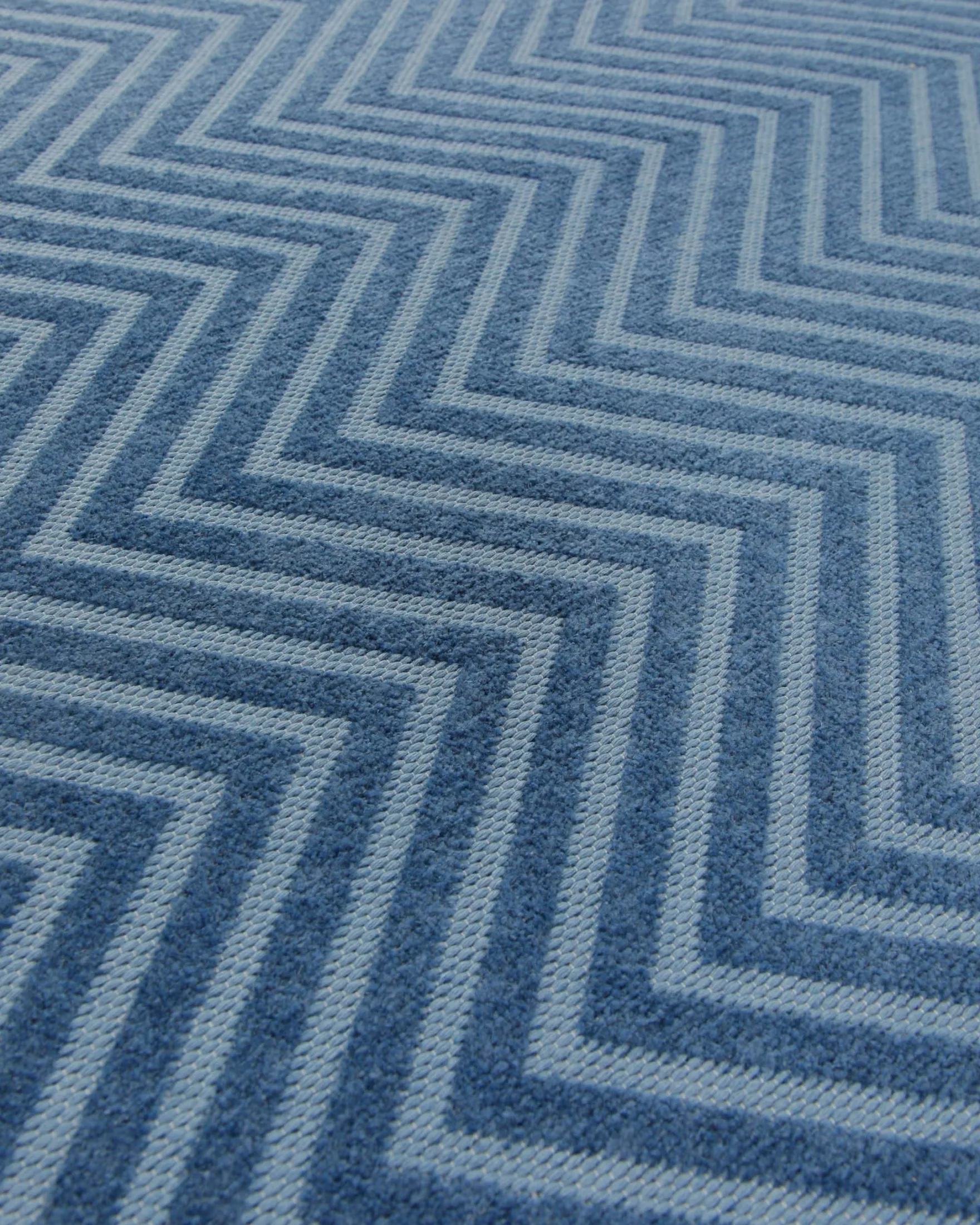 Baumwoll-Wendeteppich Estland beidseitig Zickzack blau 160x230 cm
