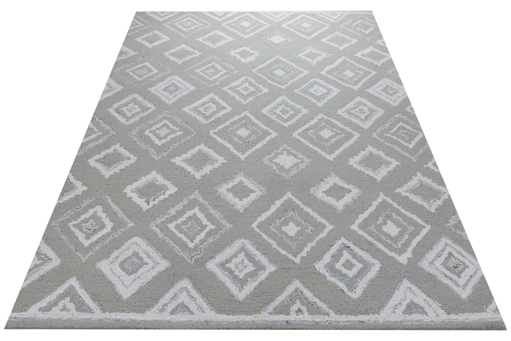 Berber-Raute in Salbei - Handtuft Wolle 160 x 230 cm
