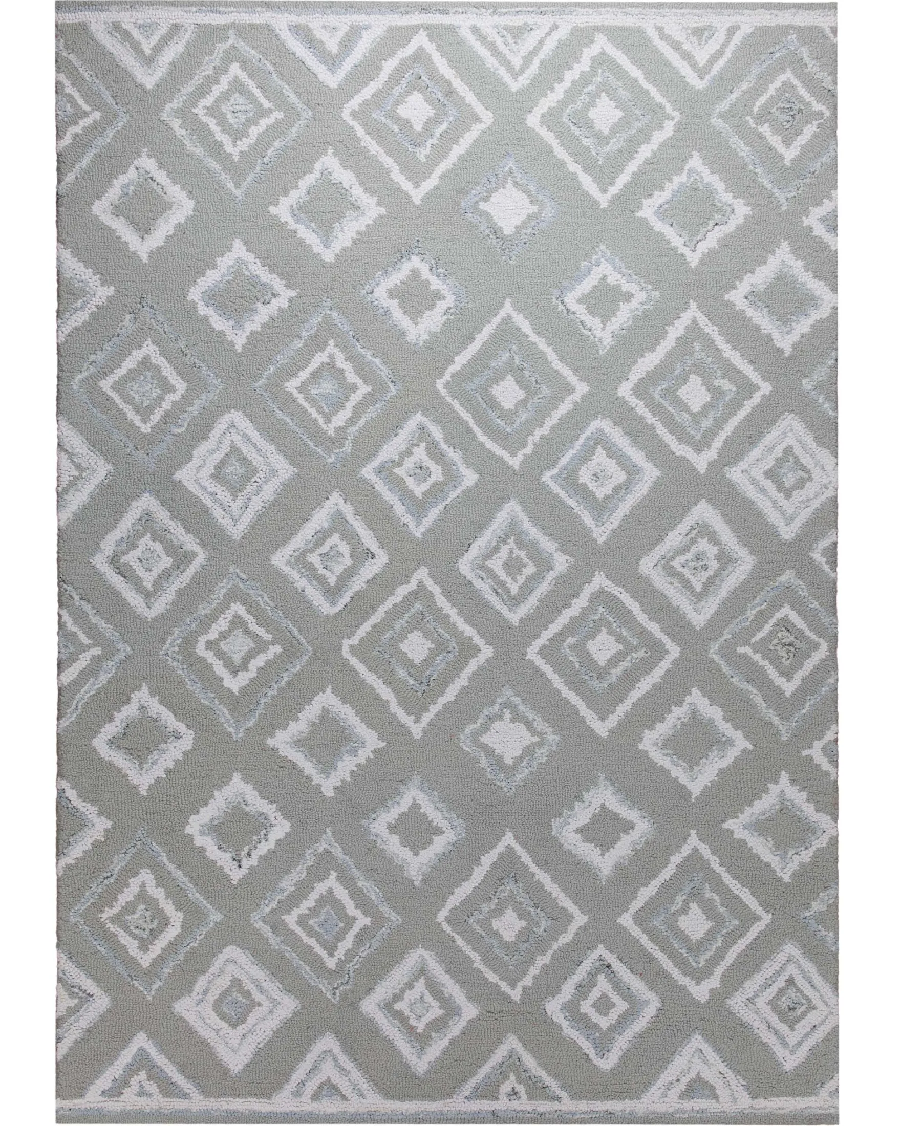Berber-Raute in Salbei - Handtuft Wolle 160 x 230 cm