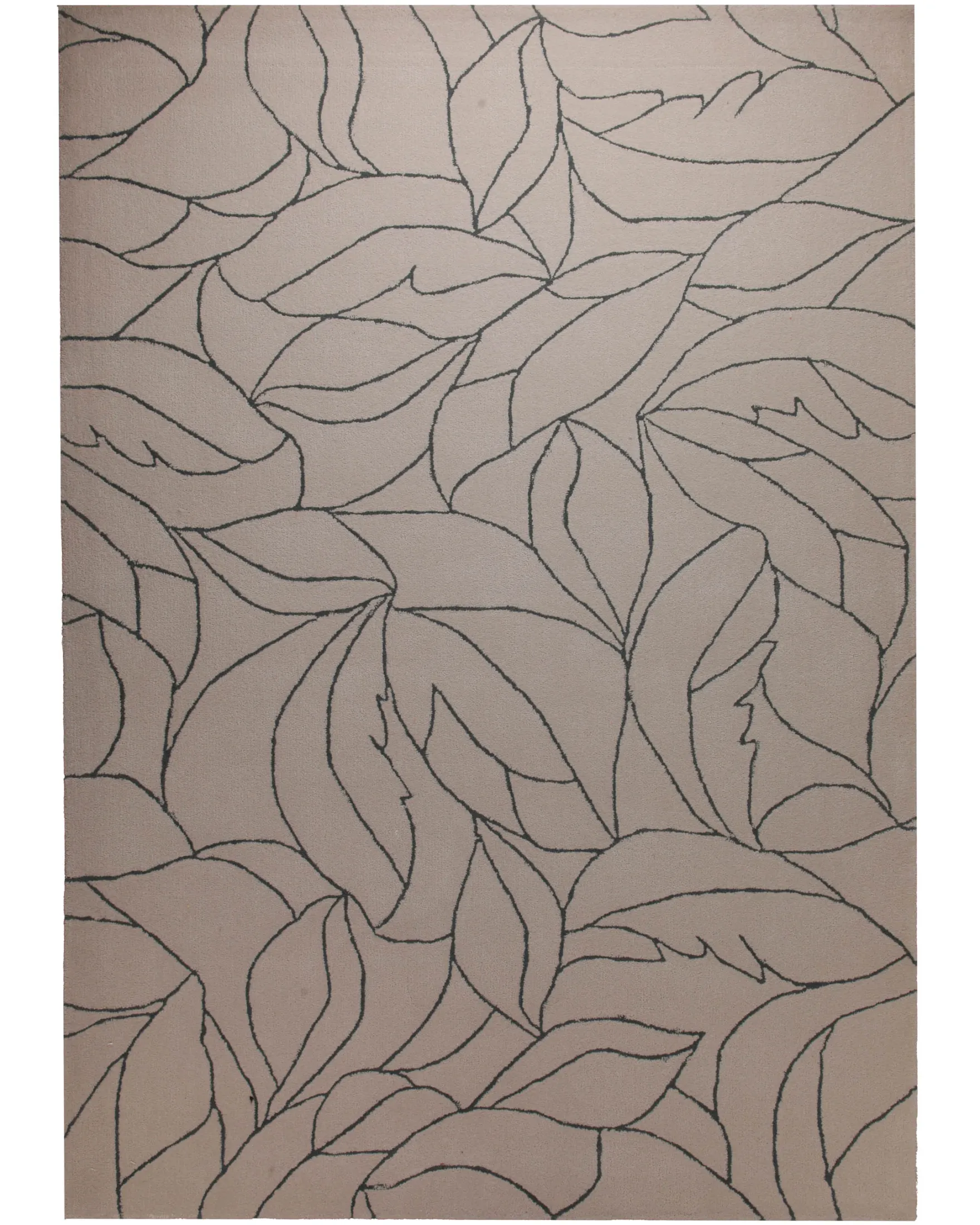 Blätter in Taupe - Handtuft Wolle 160 x 230 cm