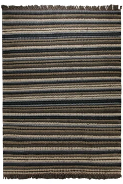 Dedon Outdoor Handwebteppich grau blau gestreift 160x230 cm