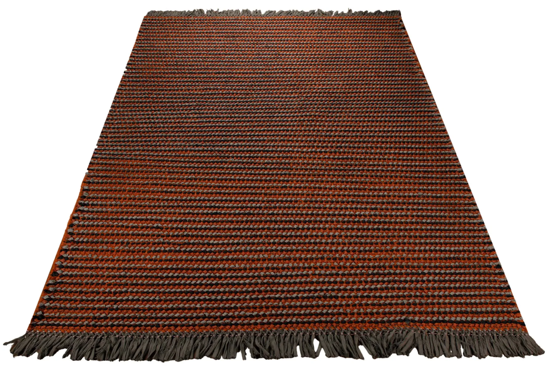 Dedon Outdoor Handwebteppich orange grau strukturiert 160x230 cm