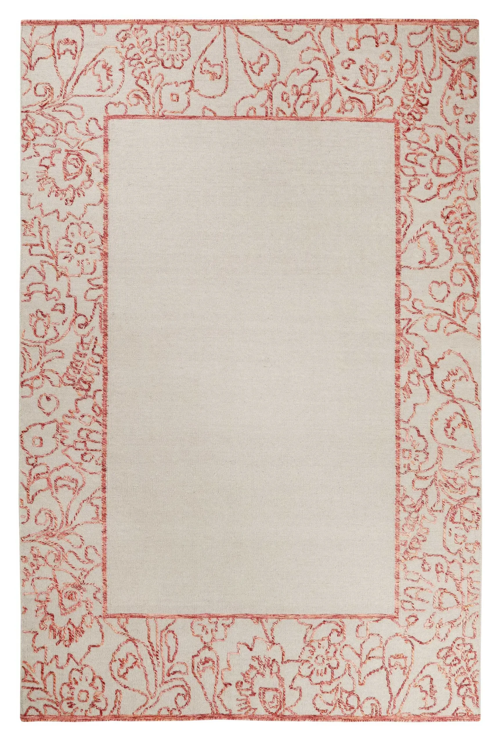 Esprit Kelim Teppich Beige Rot aus Wolle "Kayla Border"