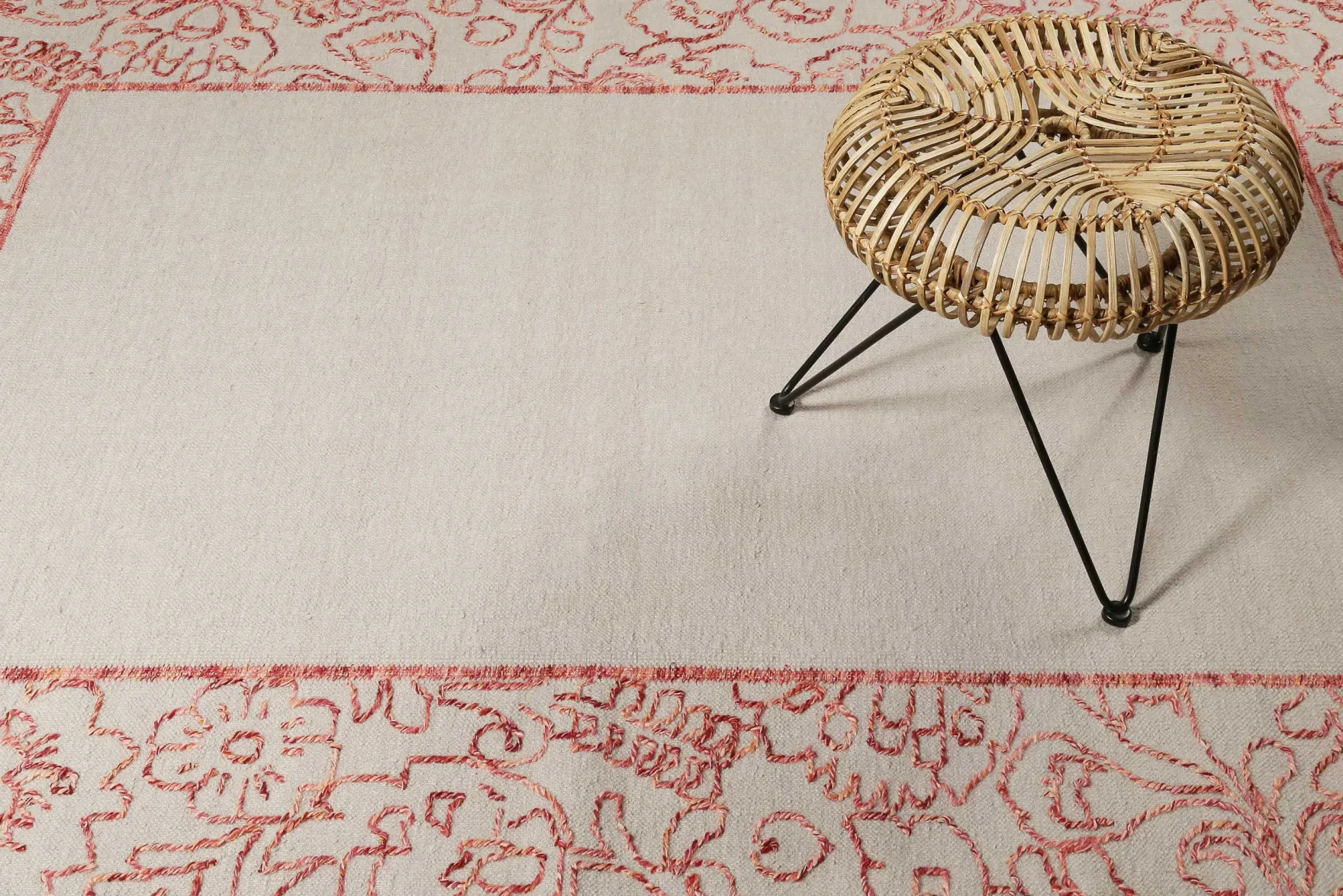 Esprit Kelim Teppich Beige Rot aus Wolle "Kayla Border"