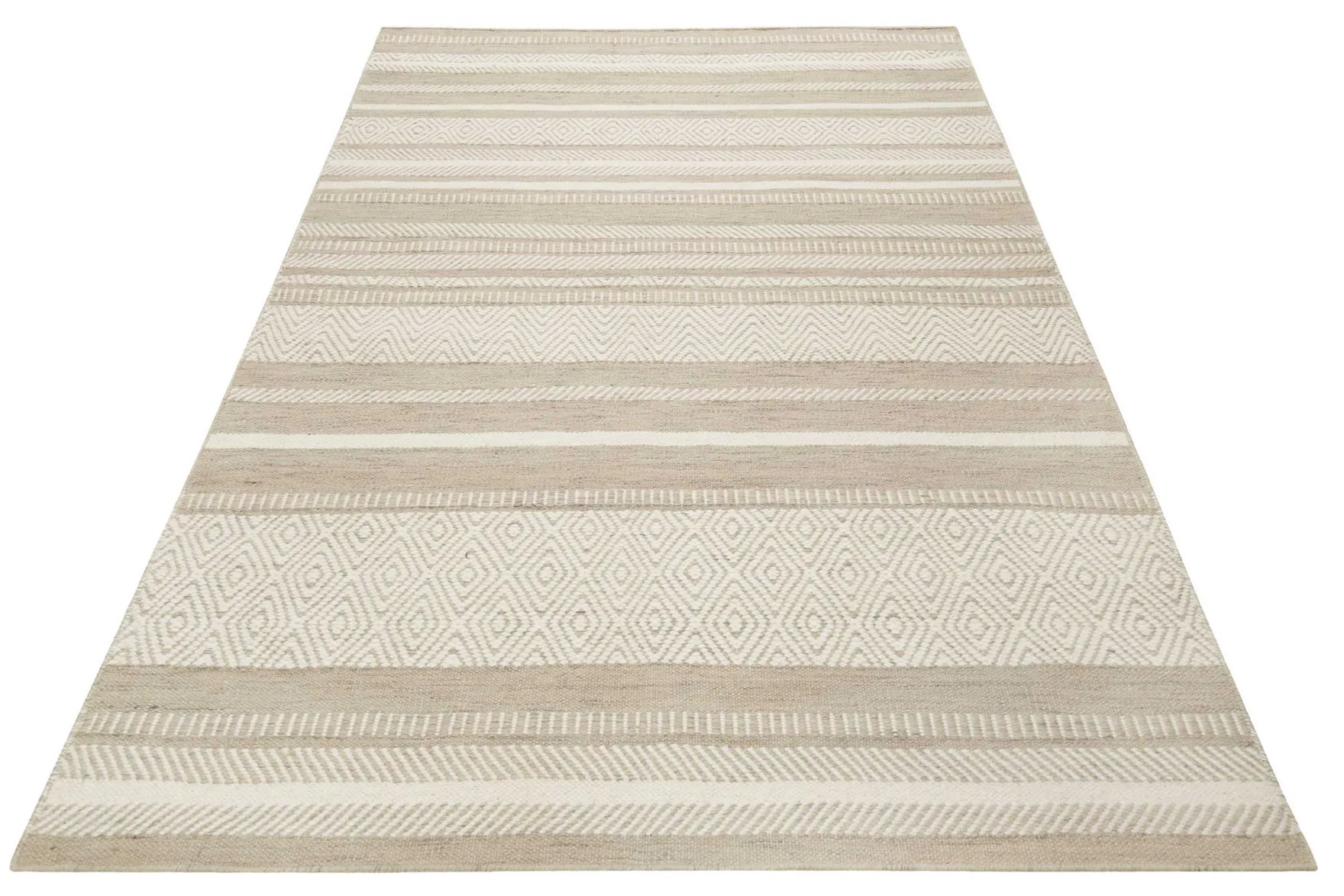 Esprit Kelim Teppich Beige Sand aus Wolle "Hudson"