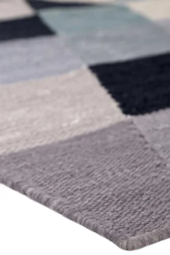 Esprit Kelim Teppich blau grau Kurzflor