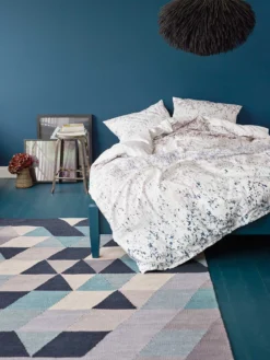 Esprit Kelim Teppich blau grau Kurzflor