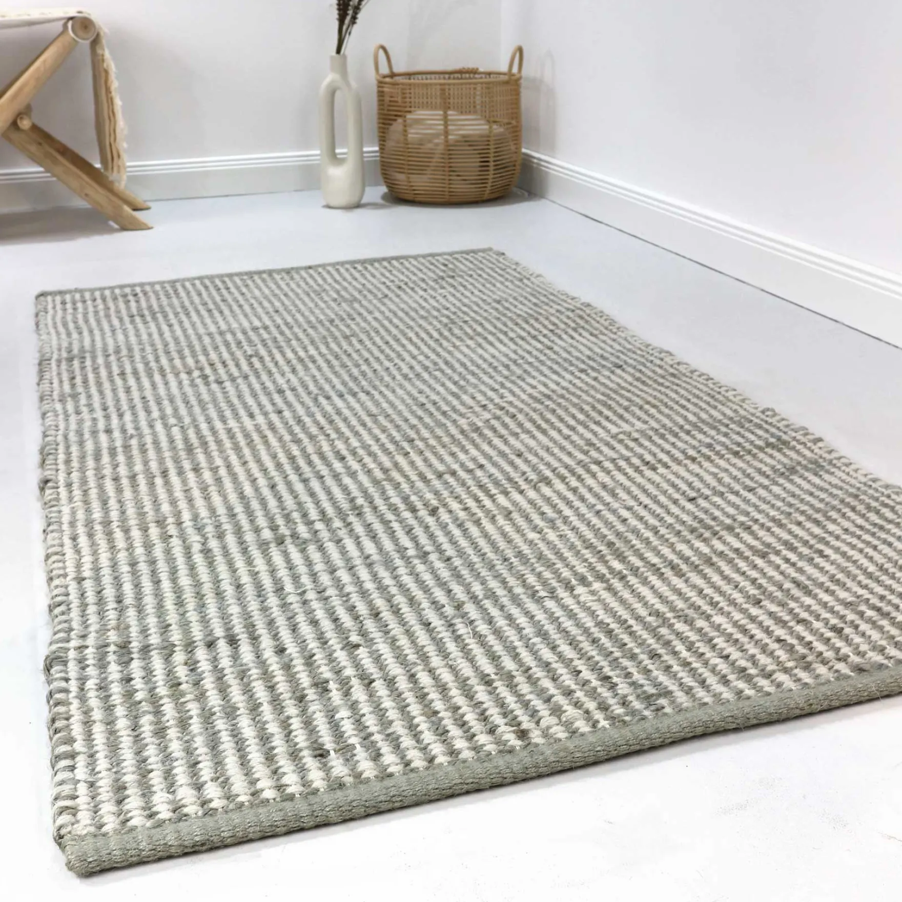 Esprit Kelim Teppich Grau Creme aus Jute & Wolle "Gobi"