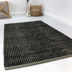 Esprit Kelim Teppich Grau Schwarz aus Jute & Wolle