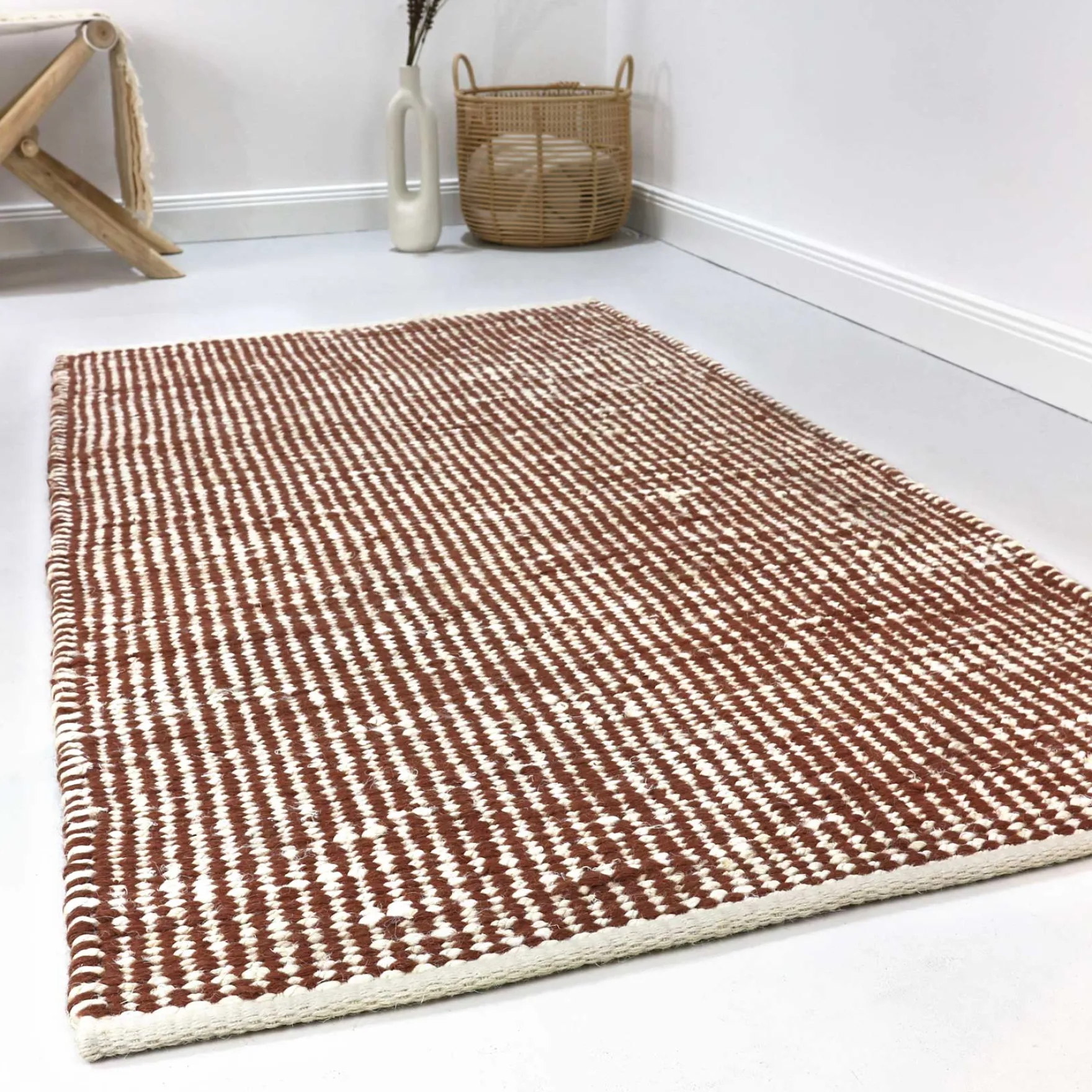 Esprit Kelim Teppich Rotbraun Beige aus Jute & Wolle "Gobi"