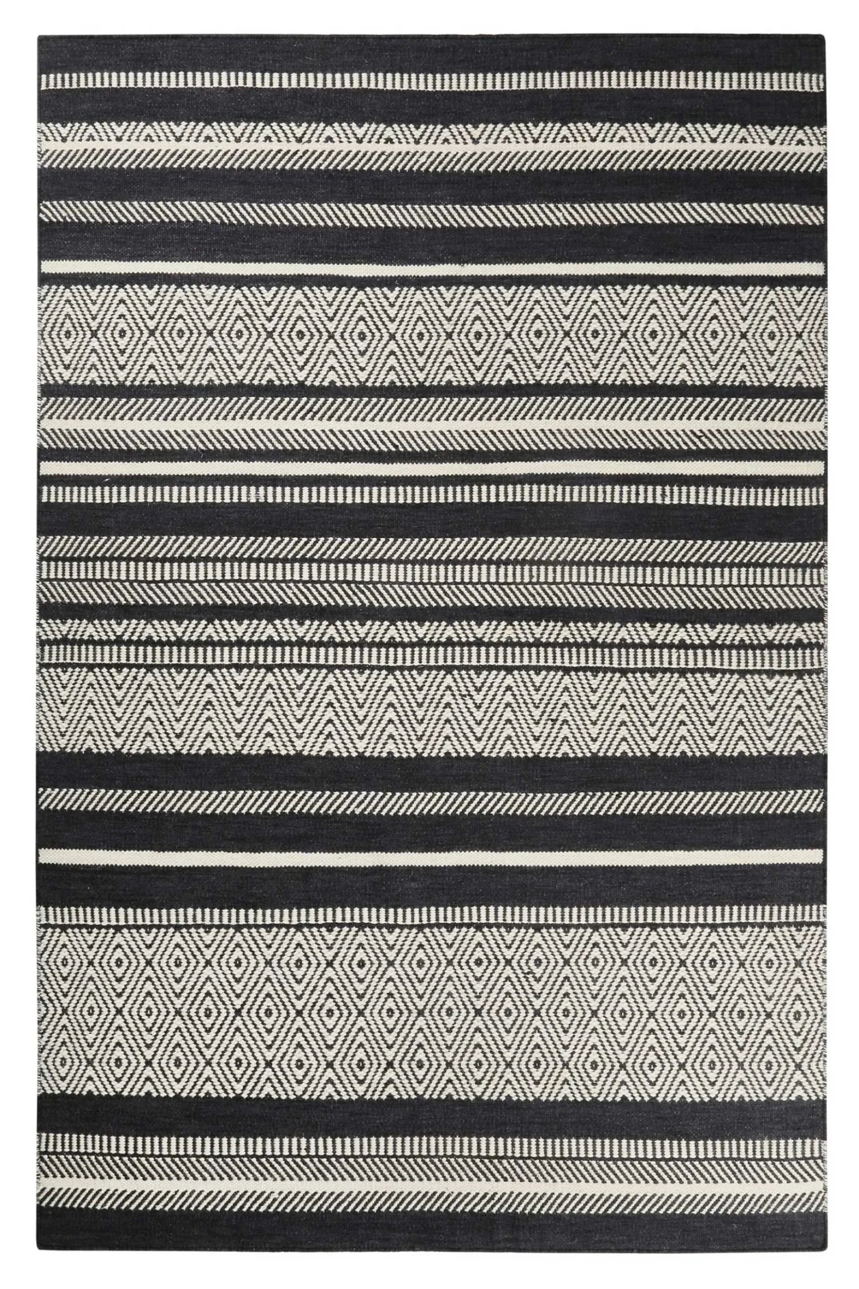 Esprit Kelim Teppich Schwarz Beige aus Wolle "Hudson"