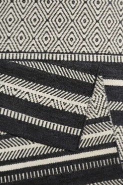 Esprit Kelim Teppich Schwarz Beige aus Wolle