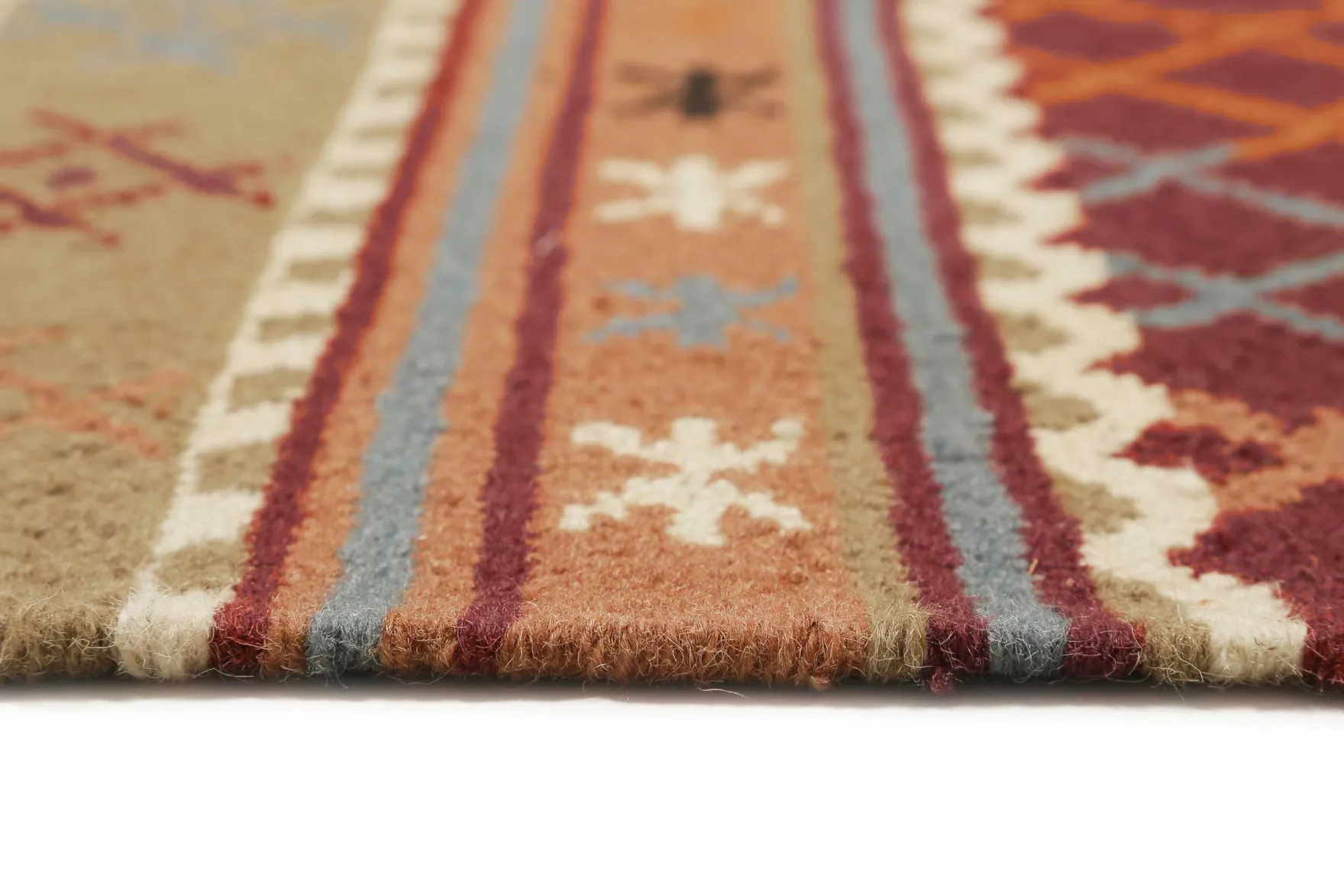 Esprit Kelim Teppich Taupe Braun Rot aus Wolle "Agra"