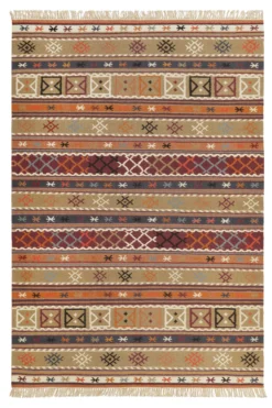 Esprit Kelim Teppich Taupe Braun Rot aus Wolle
