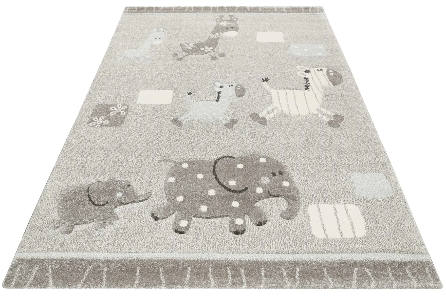 Esprit Kinderteppich Grau meliert "Lucky Zoo 2.0"