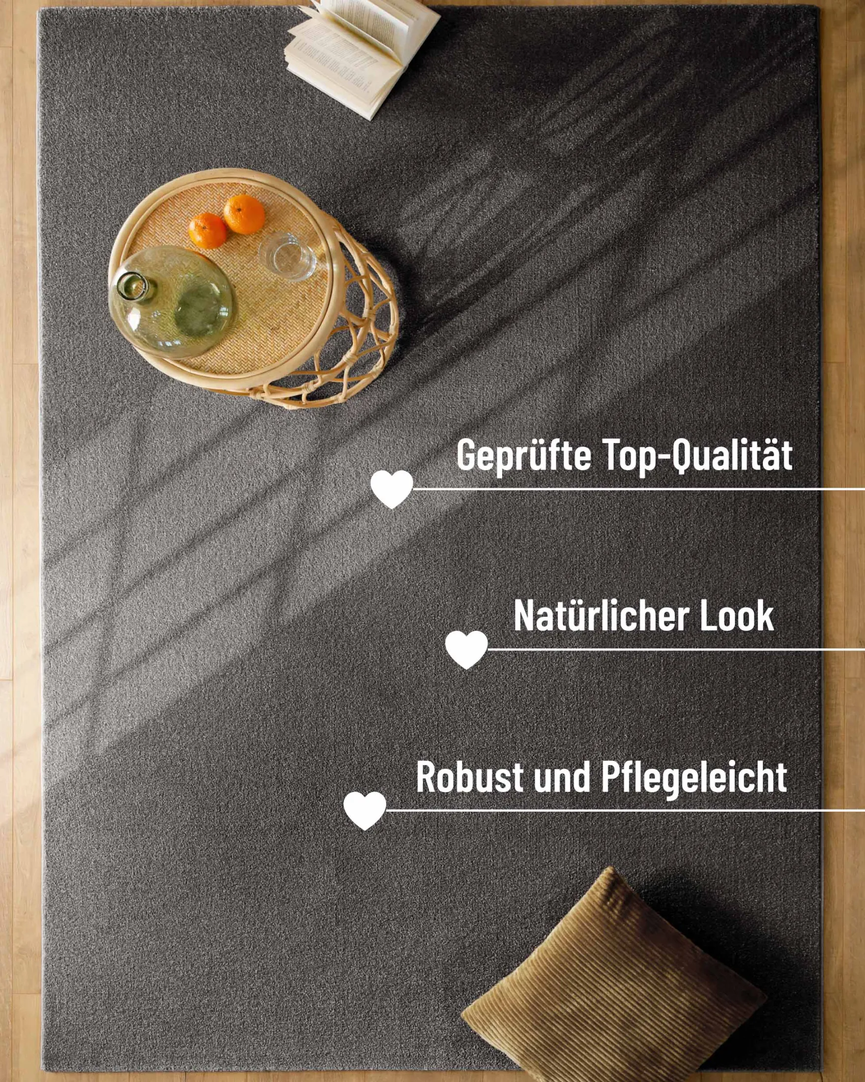 Esprit Kurzflorteppich Anthrazit Grau "Vegas"