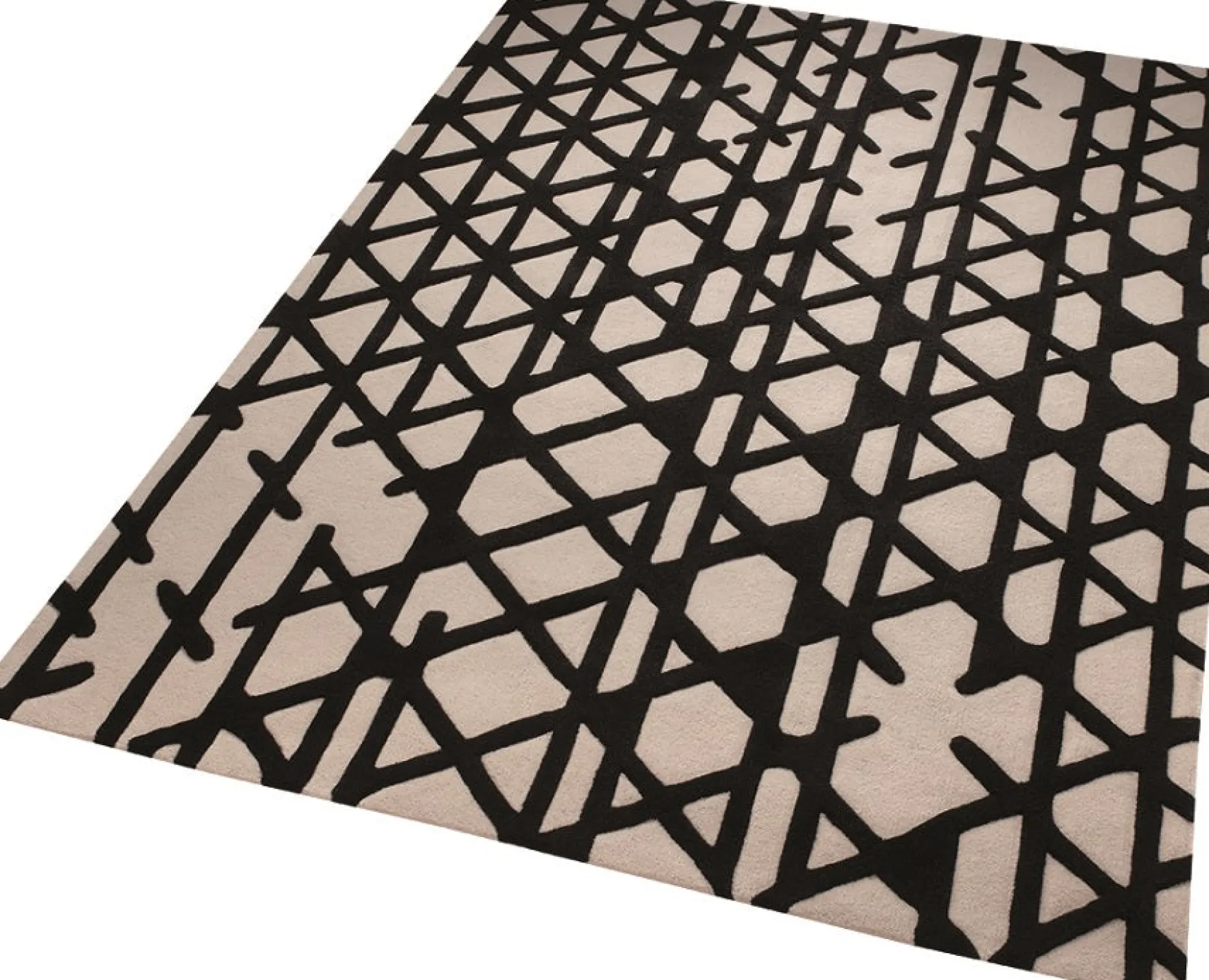Esprit Kurzflor Teppich aus Wolle "Artisan Pop" schwarz beige