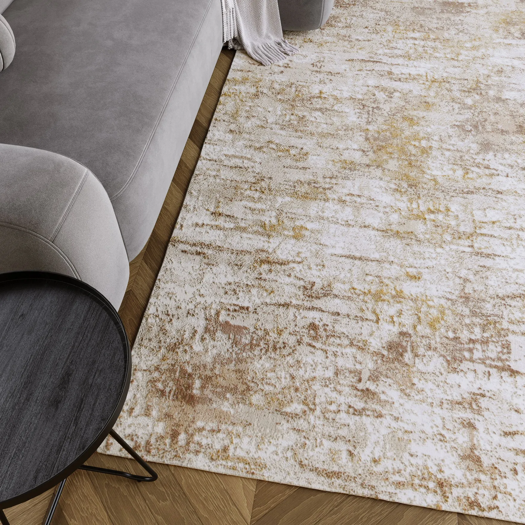 Esprit Kurzflor Teppich Beige Gold "Feel Vintage"