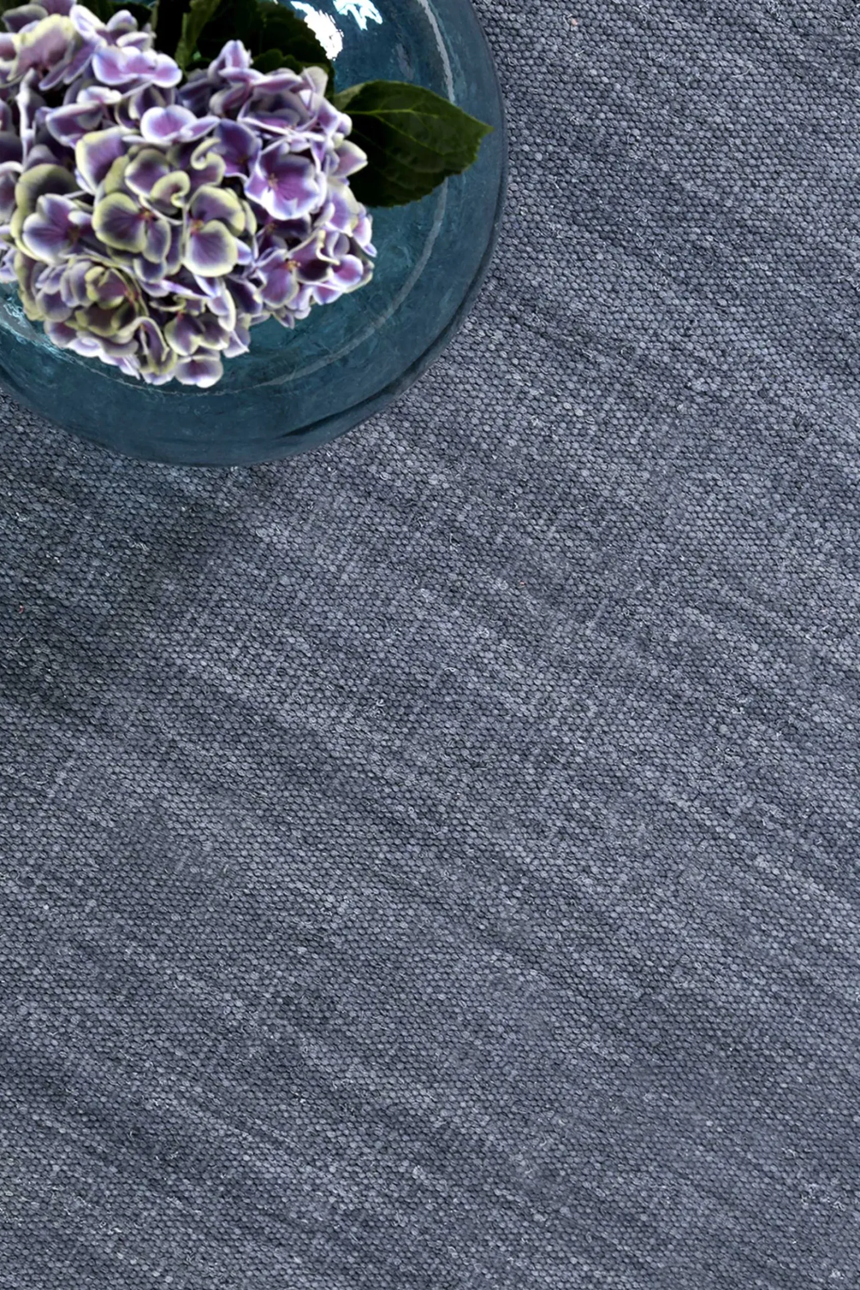 Esprit Kurzflor Teppich Blau Grau aus Baumwolle "Rainbow Kelim"