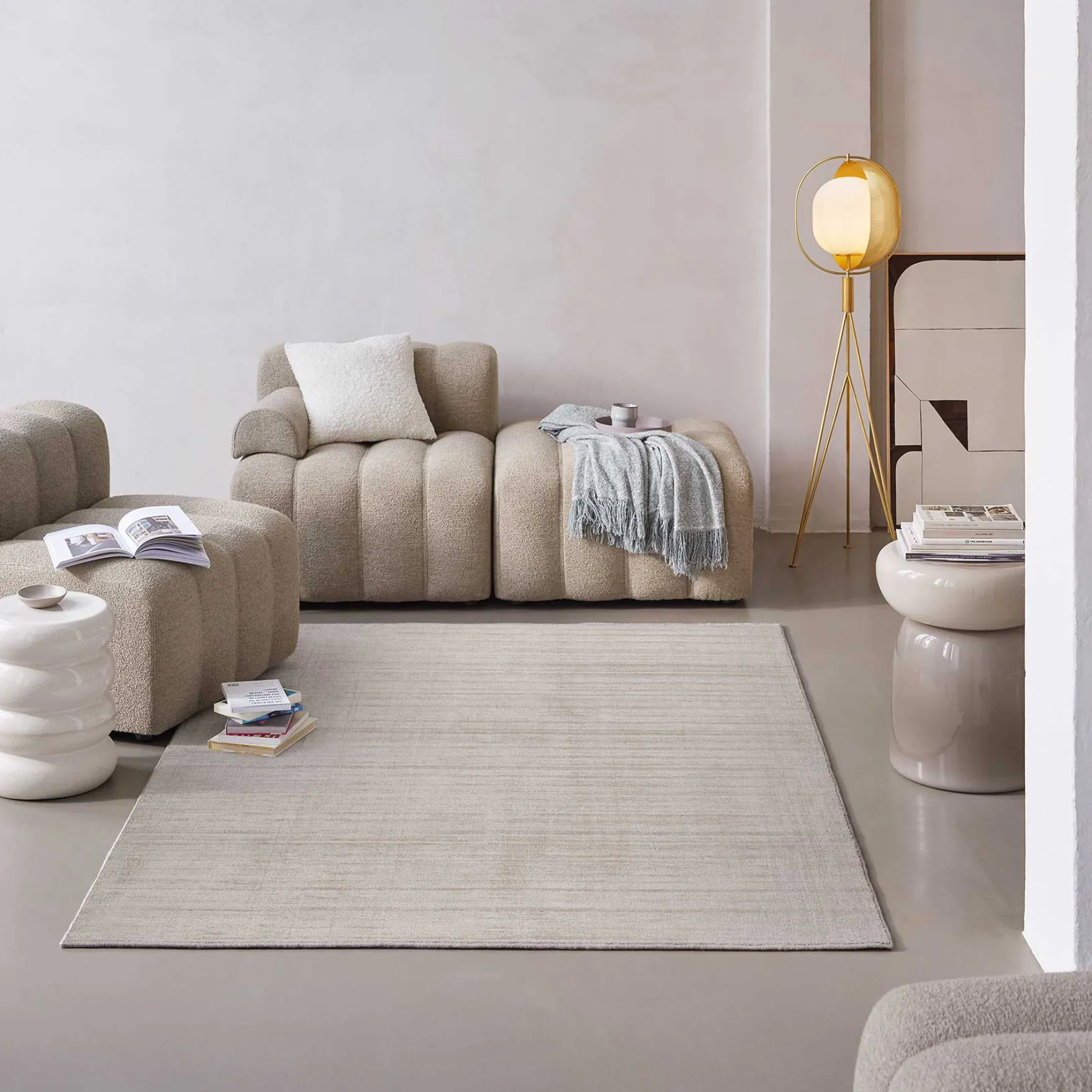 Esprit Kurzflor Teppich Creme Beige "Gil"