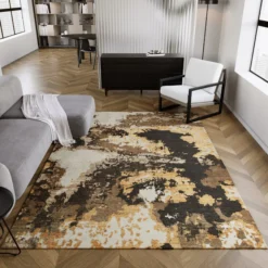 Esprit Kurzflor Teppich Gold aus Wolle