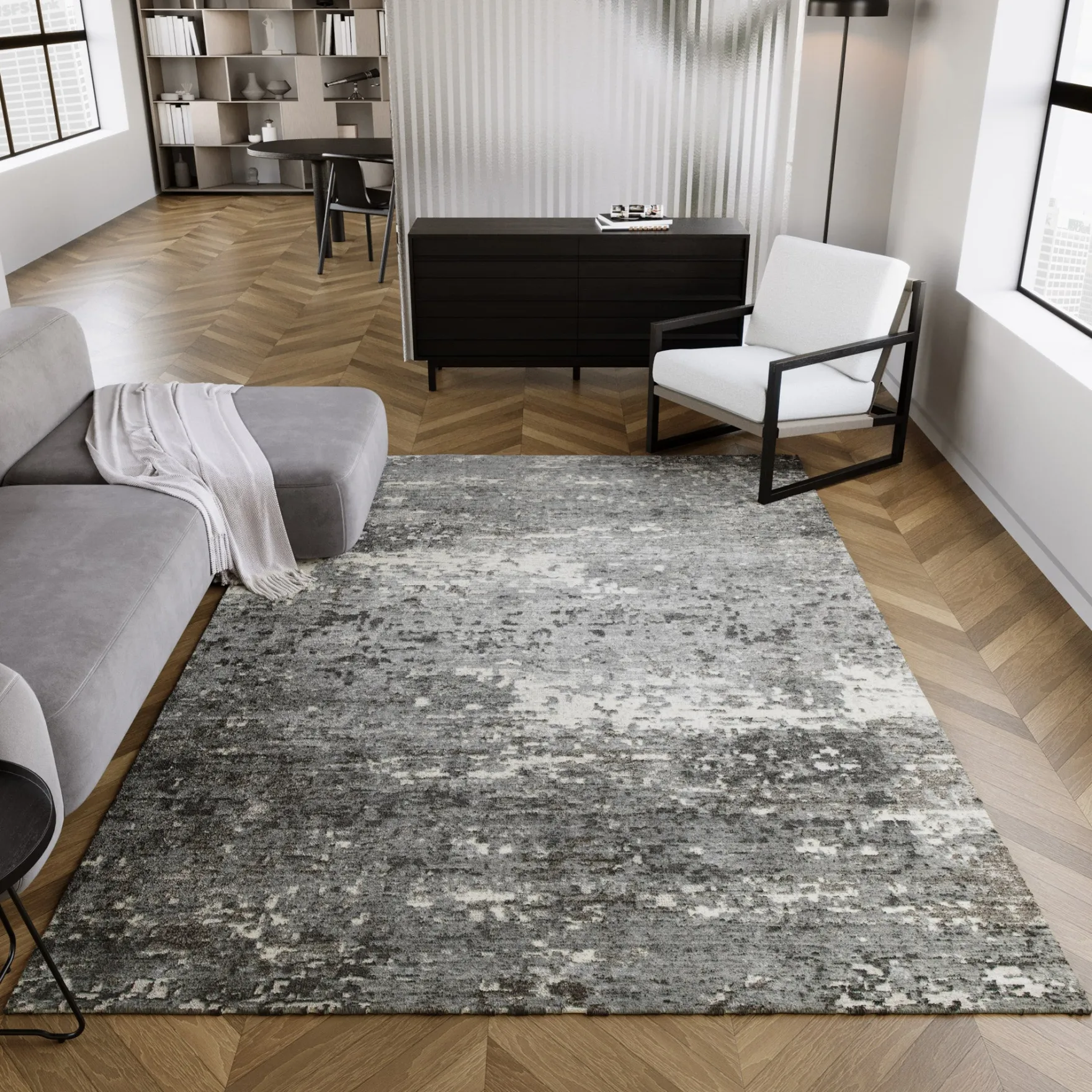 Esprit Kurzflor Teppich Grau aus Wolle "Brookville"
