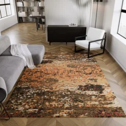 Esprit Kurzflor Teppich Orange aus Wolle