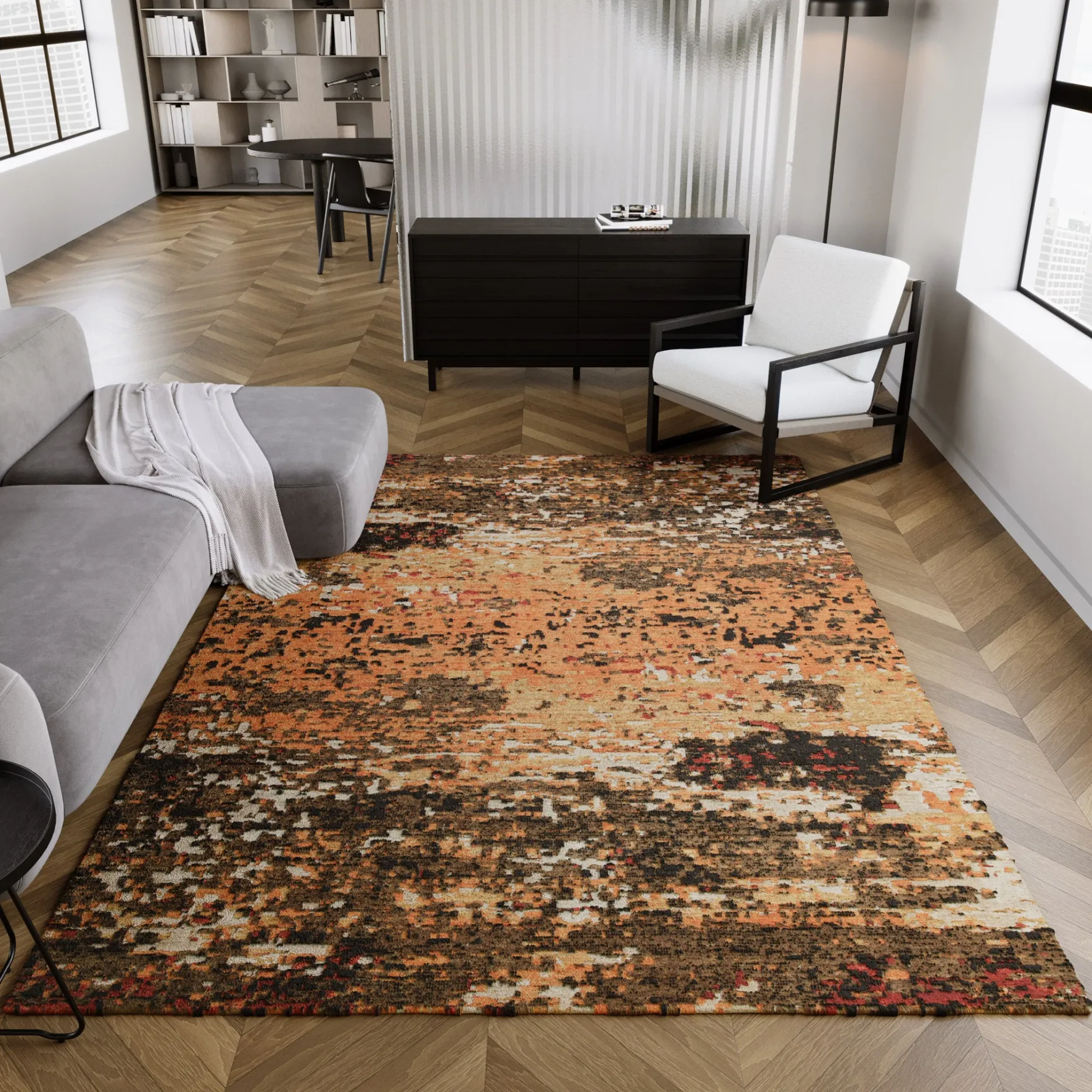Esprit Kurzflor Teppich Orange aus Wolle "East Village"