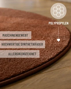 Esprit Kurzflorteppich Rund Ziegel Rot