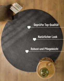 Esprit Kurzflorteppich Rund Anthrazit Grau