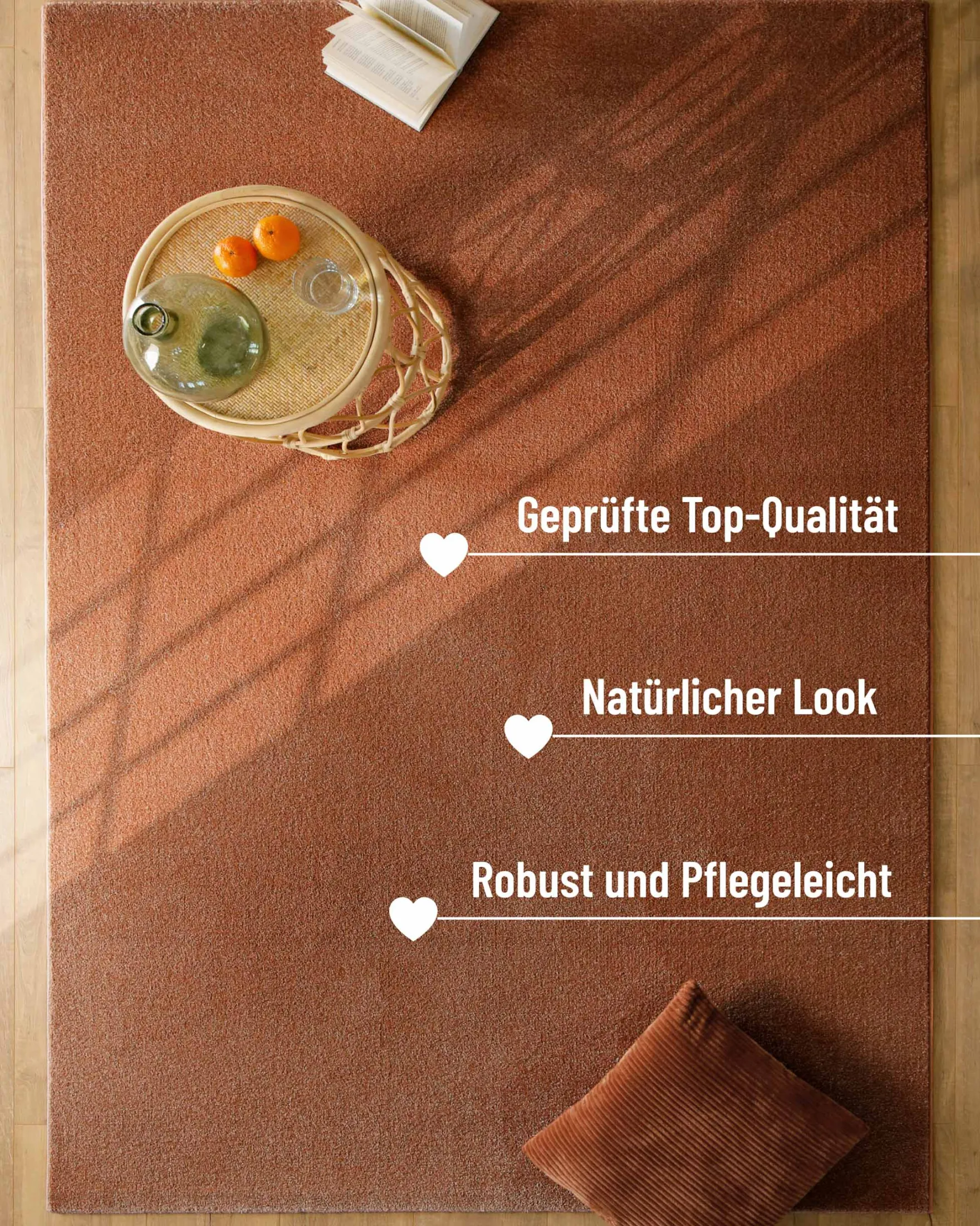 Esprit Kurzflorteppich Ziegel Rot "Vegas"