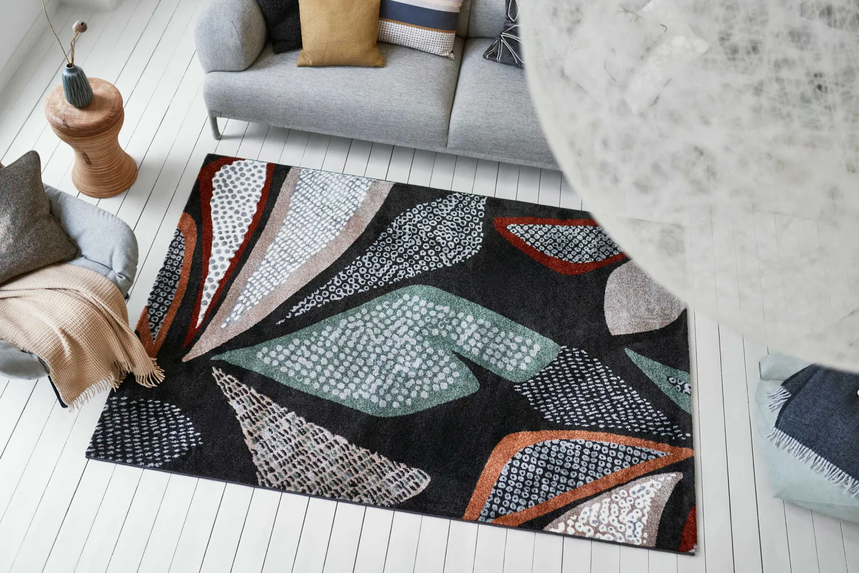 Esprit Teppich Anthrazit Bunt Kurzflor "Hazel"